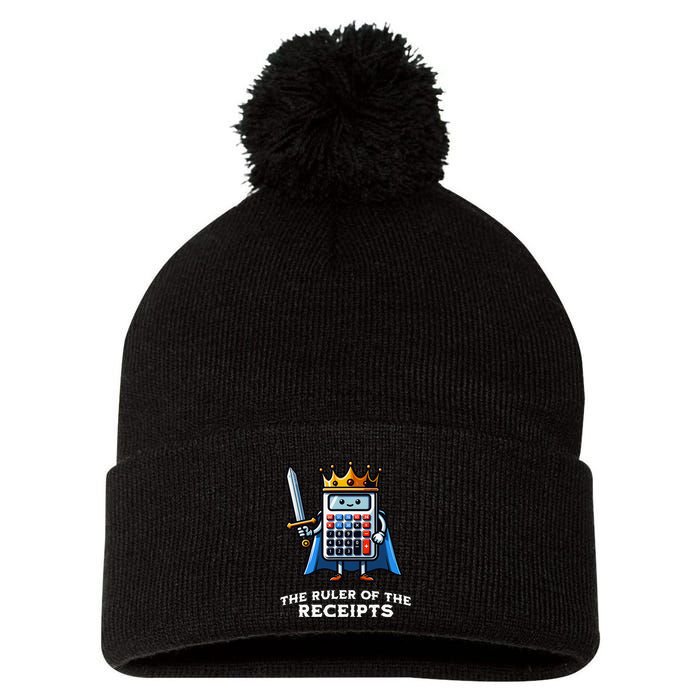 Funny Accountant Ruler Of The Receipts Taxes Bookkeeper Pom Pom 12in Knit Beanie