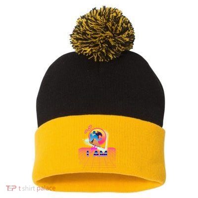 Funny Aesthetic Retro Vaporwave Synthwave Avdol Yes I Am Meme Quote Pom Pom 12in Knit Beanie