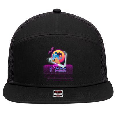 Funny Aesthetic Retro Vaporwave Synthwave Avdol Yes I Am Meme Quote 7 Panel Mesh Trucker Snapback Hat