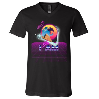 Funny Aesthetic Retro Vaporwave Synthwave Avdol Yes I Am Meme Quote V-Neck T-Shirt