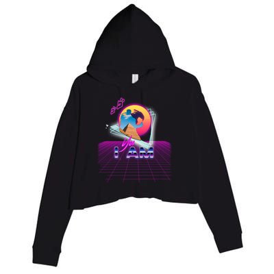 Funny Aesthetic Retro Vaporwave Synthwave Avdol Yes I Am Meme Quote Crop Fleece Hoodie
