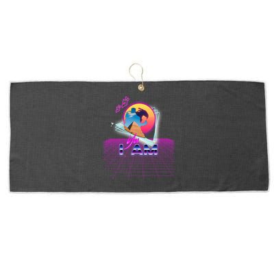 Funny Aesthetic Retro Vaporwave Synthwave Avdol Yes I Am Meme Quote Large Microfiber Waffle Golf Towel