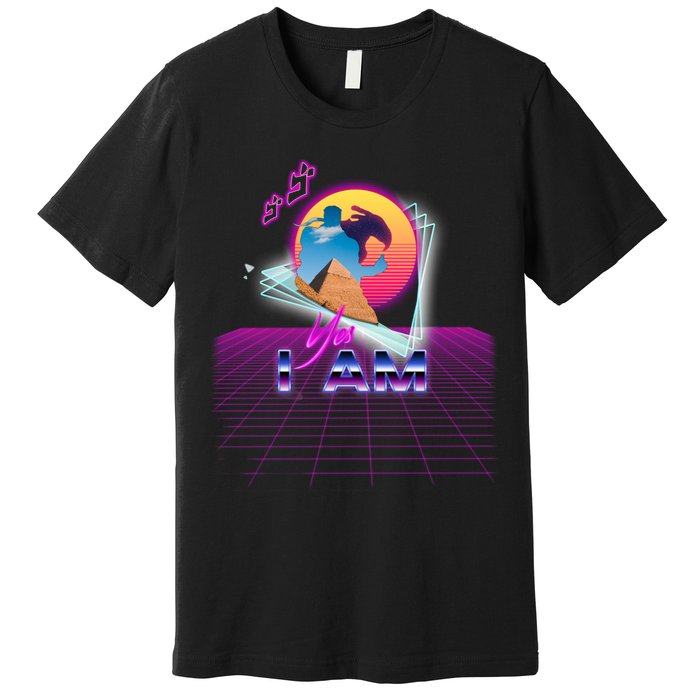 Funny Aesthetic Retro Vaporwave Synthwave Avdol Yes I Am Meme Quote Premium T-Shirt