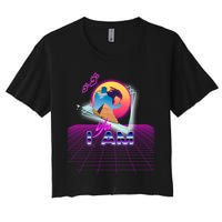 Funny Aesthetic Retro Vaporwave Synthwave Avdol Yes I Am Meme Quote Women's Crop Top Tee