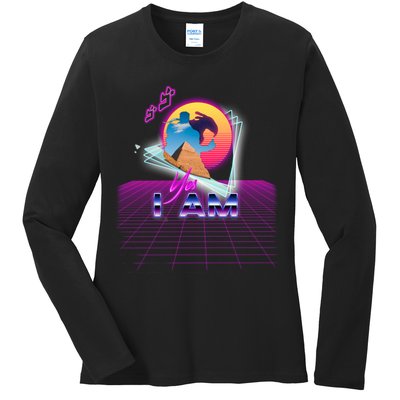 Funny Aesthetic Retro Vaporwave Synthwave Avdol Yes I Am Meme Quote Ladies Long Sleeve Shirt