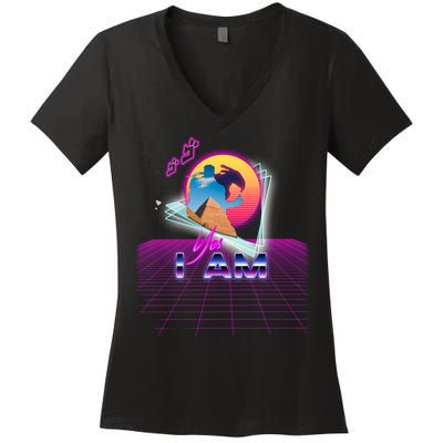 Funny Aesthetic Retro Vaporwave Synthwave Avdol Yes I Am Meme Quote Women's V-Neck T-Shirt
