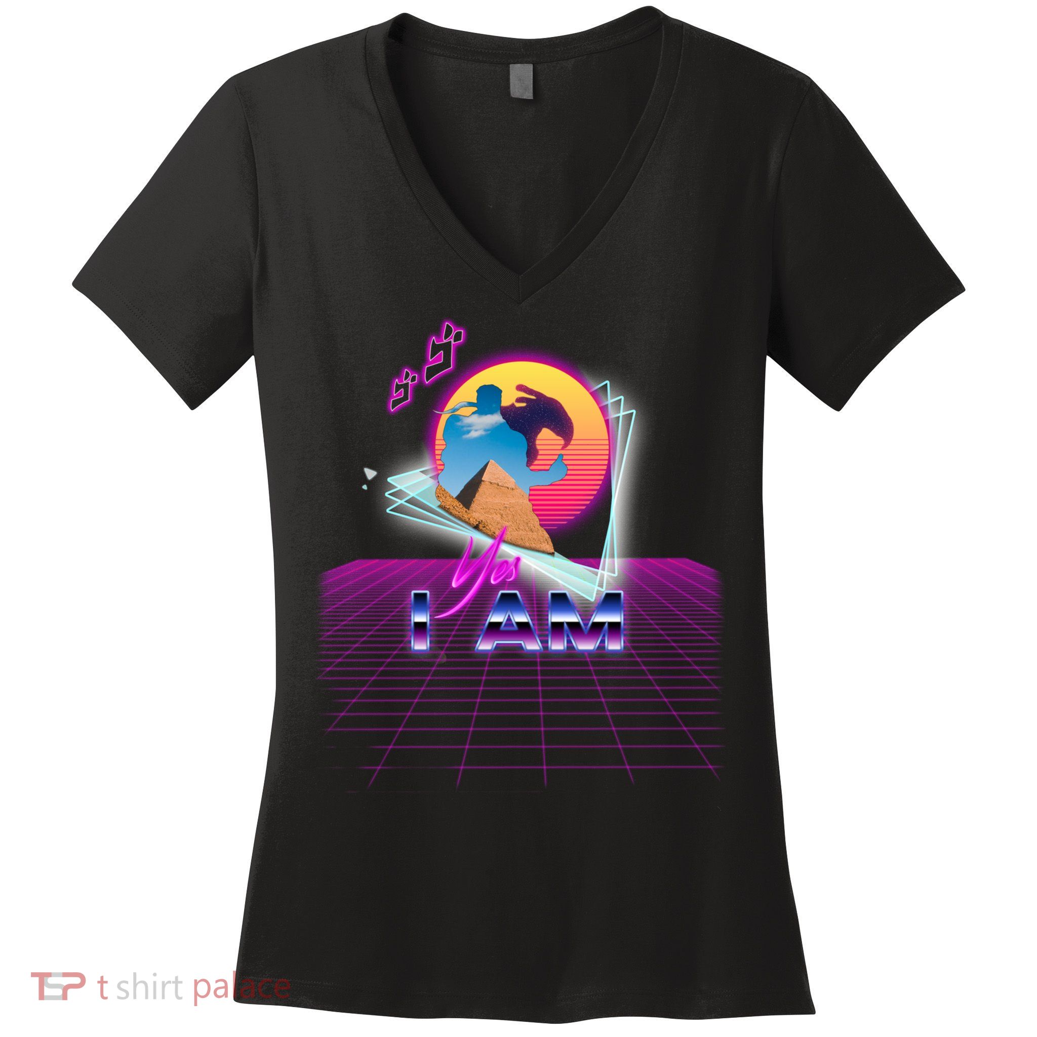 Funny Aesthetic Retro Vaporwave Synthwave Avdol Yes I Am Meme Quote Women's V-Neck T-Shirt