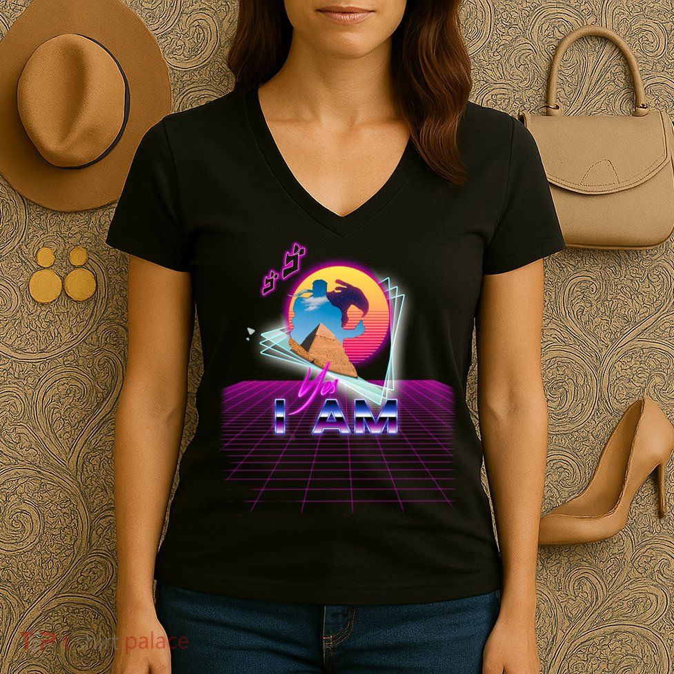 Funny Aesthetic Retro Vaporwave Synthwave Avdol Yes I Am Meme Quote Women's V-Neck T-Shirt