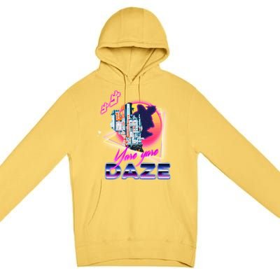 Funny Aesthetic Retro Vaporwave Synthwave Yare Yare Daze Meme Quote Premium Pullover Hoodie