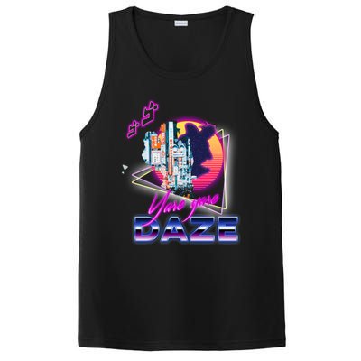 Funny Aesthetic Retro Vaporwave Synthwave Yare Yare Daze Meme Quote PosiCharge Competitor Tank