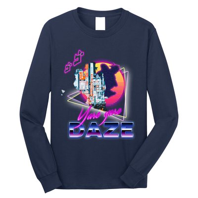 Funny Aesthetic Retro Vaporwave Synthwave Yare Yare Daze Meme Quote Long Sleeve Shirt