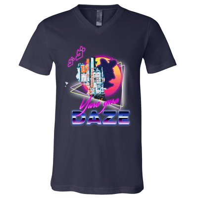 Funny Aesthetic Retro Vaporwave Synthwave Yare Yare Daze Meme Quote V-Neck T-Shirt