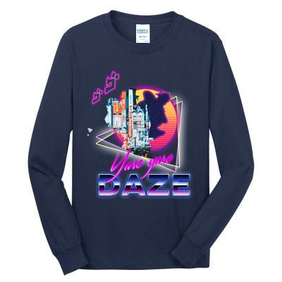 Funny Aesthetic Retro Vaporwave Synthwave Yare Yare Daze Meme Quote Tall Long Sleeve T-Shirt