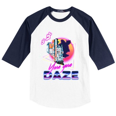 Funny Aesthetic Retro Vaporwave Synthwave Yare Yare Daze Meme Quote Baseball Sleeve Shirt