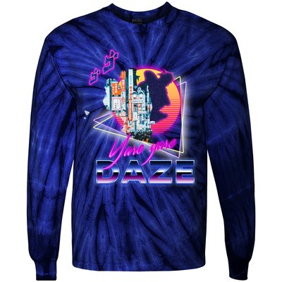 Funny Aesthetic Retro Vaporwave Synthwave Yare Yare Daze Meme Quote Tie-Dye Long Sleeve Shirt