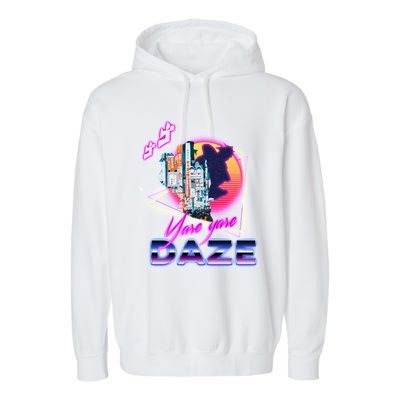 Funny Aesthetic Retro Vaporwave Synthwave Yare Yare Daze Meme Quote Garment-Dyed Fleece Hoodie