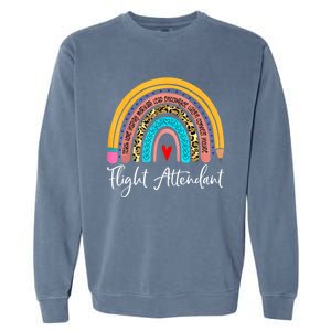 Flight Attendant Rainbow Leopard Travel And Tourism Gift Garment-Dyed Sweatshirt