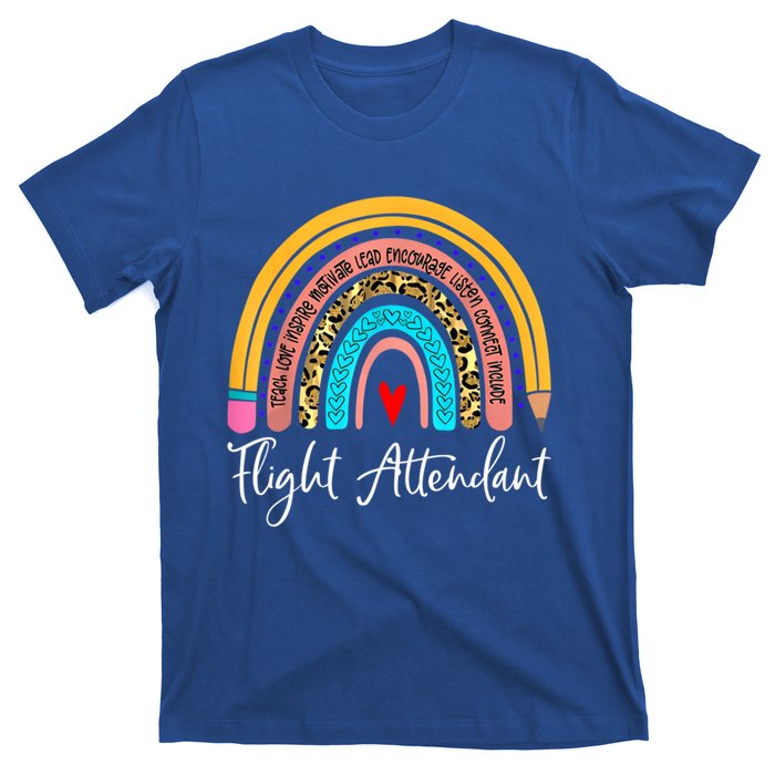 Flight Attendant Rainbow Leopard Travel And Tourism Gift T-Shirt