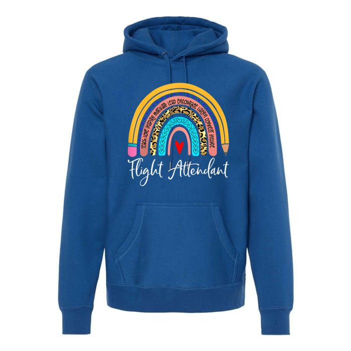 Flight Attendant Rainbow Leopard Travel And Tourism Gift Premium Hoodie