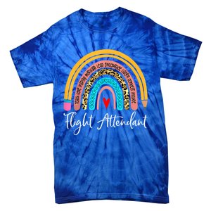 Flight Attendant Rainbow Leopard Travel And Tourism Gift Tie-Dye T-Shirt