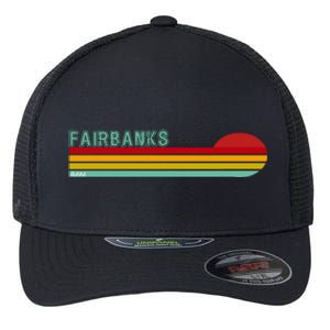 Fairbanks Alaska Retro Sunset Flexfit Unipanel Trucker Cap