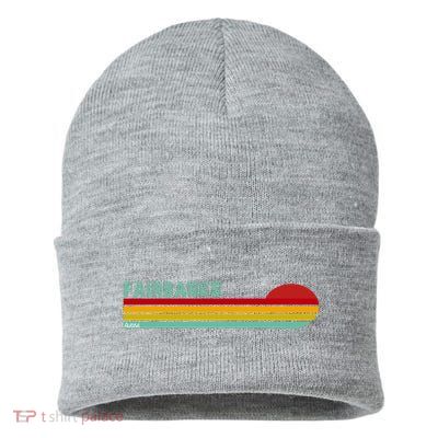 Fairbanks Alaska Retro Sunset Sustainable Knit Beanie