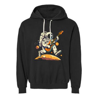 Funny Astronaut Run With Guitar On The Moon Garment-Dyed Fleece Hoodie