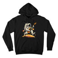 Funny Astronaut Run With Guitar On The Moon Tall Hoodie