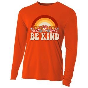 Flowers And Rainbow Unity Day Orange Be Kind Anti Bullying Cooling Performance Long Sleeve Crew