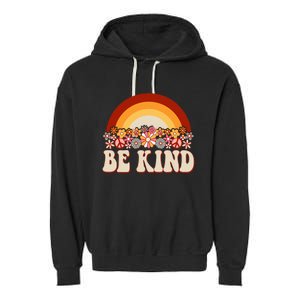 Flowers And Rainbow Unity Day Orange Be Kind Anti Bullying Garment-Dyed Fleece Hoodie