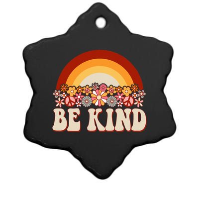 Flowers And Rainbow Unity Day Orange Be Kind Anti Bullying Ceramic Star Ornament