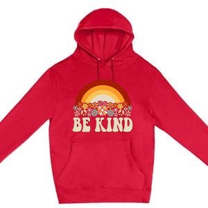 Flowers And Rainbow Unity Day Orange Be Kind Anti Bullying Premium Pullover Hoodie