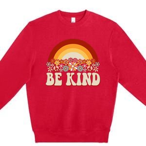 Flowers And Rainbow Unity Day Orange Be Kind Anti Bullying Premium Crewneck Sweatshirt