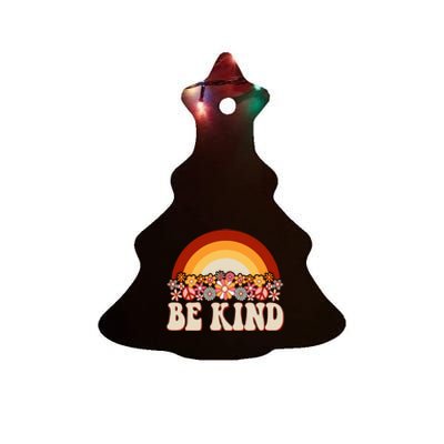 Flowers And Rainbow Unity Day Orange Be Kind Anti Bullying Ceramic Tree Ornament