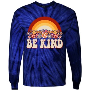 Flowers And Rainbow Unity Day Orange Be Kind Anti Bullying Tie-Dye Long Sleeve Shirt