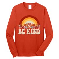 Flowers And Rainbow Unity Day Orange Be Kind Anti Bullying Long Sleeve Shirt