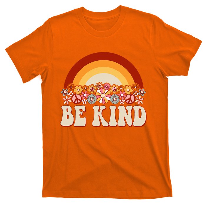 Flowers And Rainbow Unity Day Orange Be Kind Anti Bullying T-Shirt