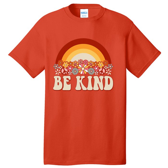 Flowers And Rainbow Unity Day Orange Be Kind Anti Bullying Tall T-Shirt