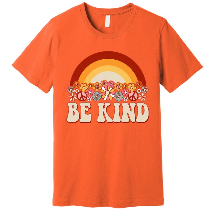 Flowers And Rainbow Unity Day Orange Be Kind Anti Bullying Premium T-Shirt