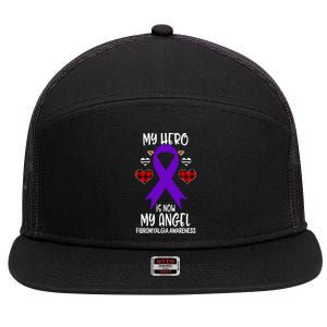 Fibromyalgia Awareness Remembrance Hero Is Now My Angel Gift 7 Panel Mesh Trucker Snapback Hat