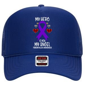 Fibromyalgia Awareness Remembrance Hero Is Now My Angel Gift High Crown Mesh Back Trucker Hat