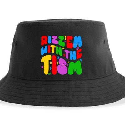 Funny Autistic Rizz RizzEm With The Tism Meme Autism Groovy Cool Gift Sustainable Bucket Hat