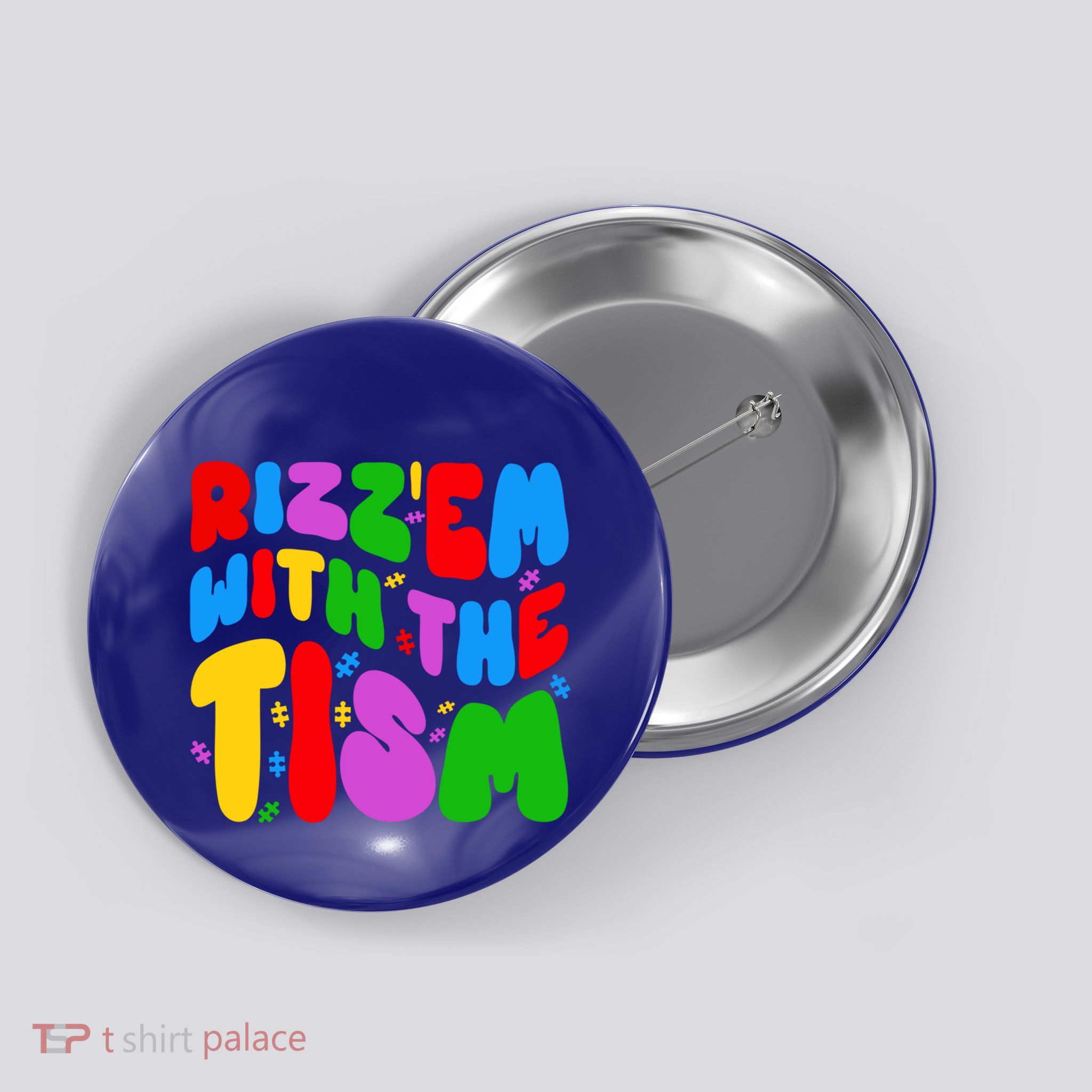 Funny Autistic Rizz RizzEm With The Tism Meme Autism Groovy Cool Gift Button