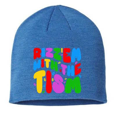 Funny Autistic Rizz RizzEm With The Tism Meme Autism Groovy Cool Gift Sustainable Beanie