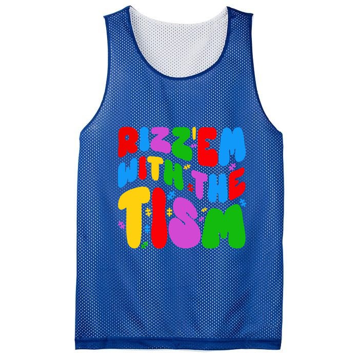Funny Autistic Rizz RizzEm With The Tism Meme Autism Groovy Cool Gift Mesh Reversible Basketball Jersey Tank