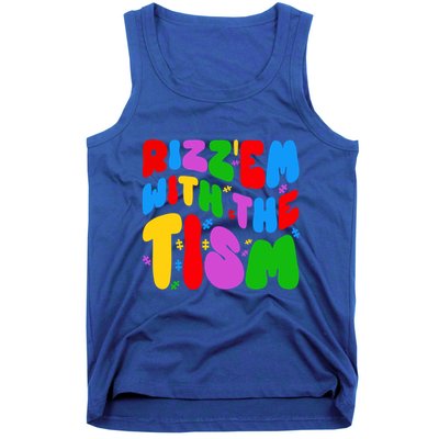 Funny Autistic Rizz RizzEm With The Tism Meme Autism Groovy Cool Gift Tank Top