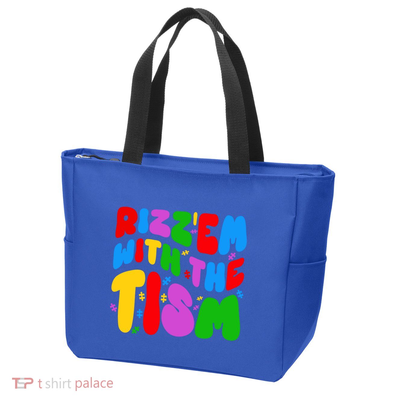 Funny Autistic Rizz RizzEm With The Tism Meme Autism Groovy Cool Gift Zip Tote Bag