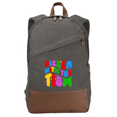 Funny Autistic Rizz RizzEm With The Tism Meme Autism Groovy Cool Gift Cotton Canvas Backpack