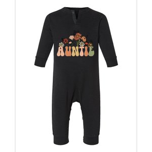 Floral Auntie Retro Groovy Auntie New Auntie Mothers Day Gift Infant Fleece One Piece