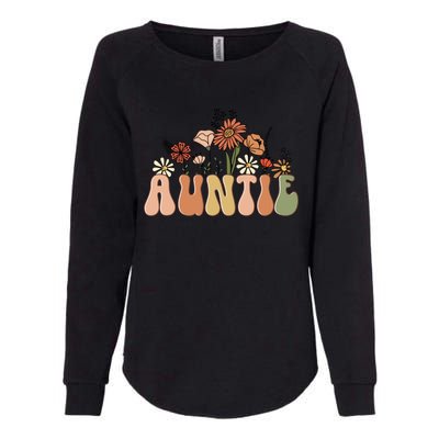 Floral Auntie Retro Groovy Auntie New Auntie Mothers Day Gift Womens California Wash Sweatshirt